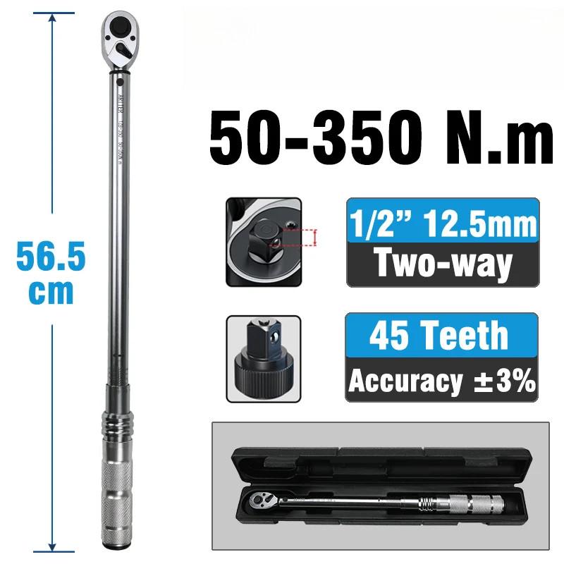0.5-350N.m Accuracy 3% Portable Car Bike Repair Hand Tools Spanner Two-way Ratchet Key Square Drive Torque Wrench