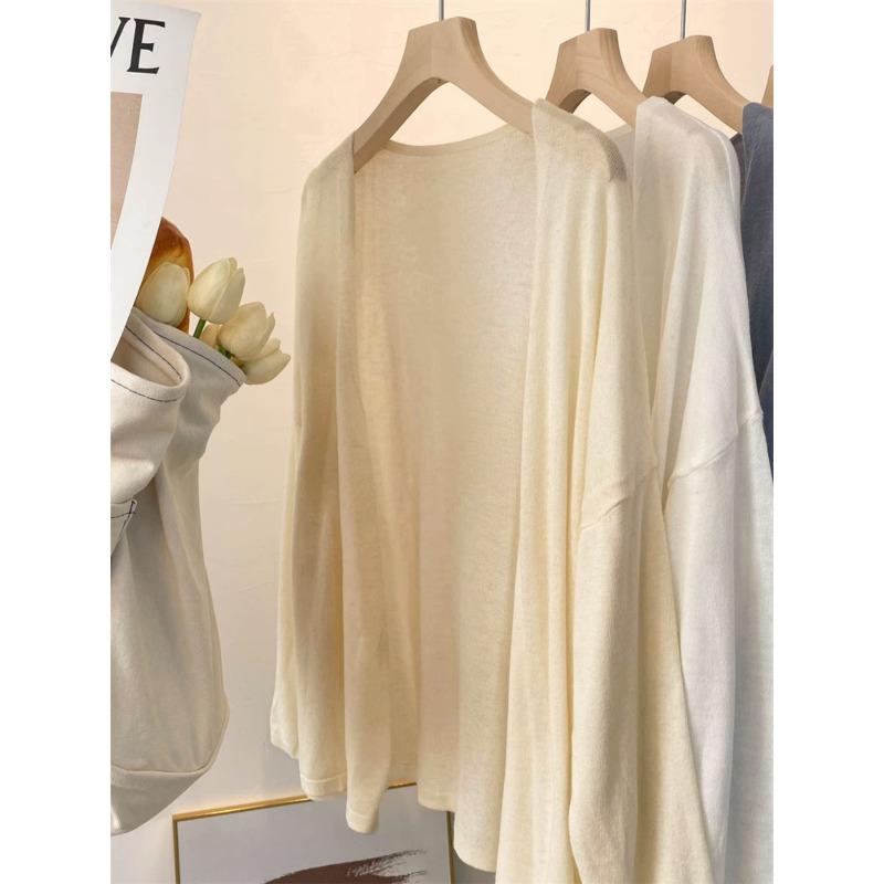 Large size lazy wind knitted cardigan spring and summer thin sunscreen blouse temperament jacket women