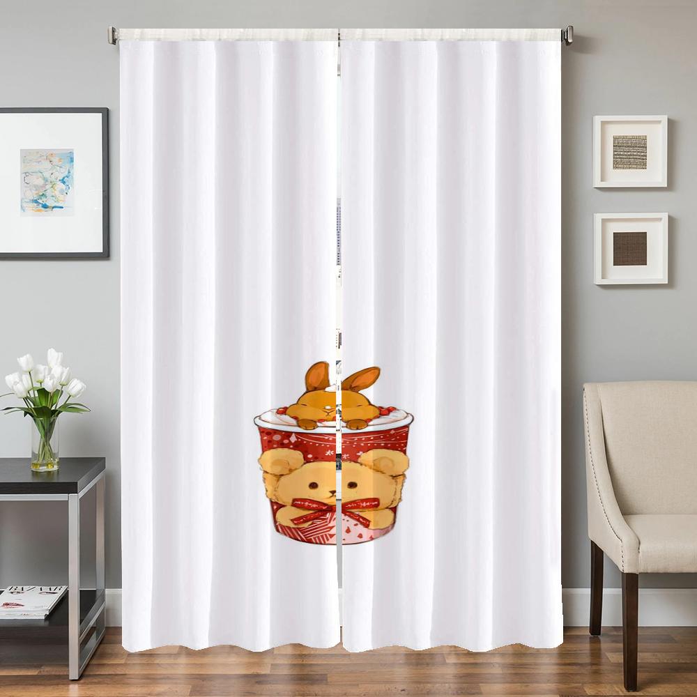 

Домашний интерьер Кухня Шторы для гостиной 2 шт. Плотные шторы Дверная занавеска Милый кролик Перегородка Спальня Украшение W50xH70cmx2pcs-CL