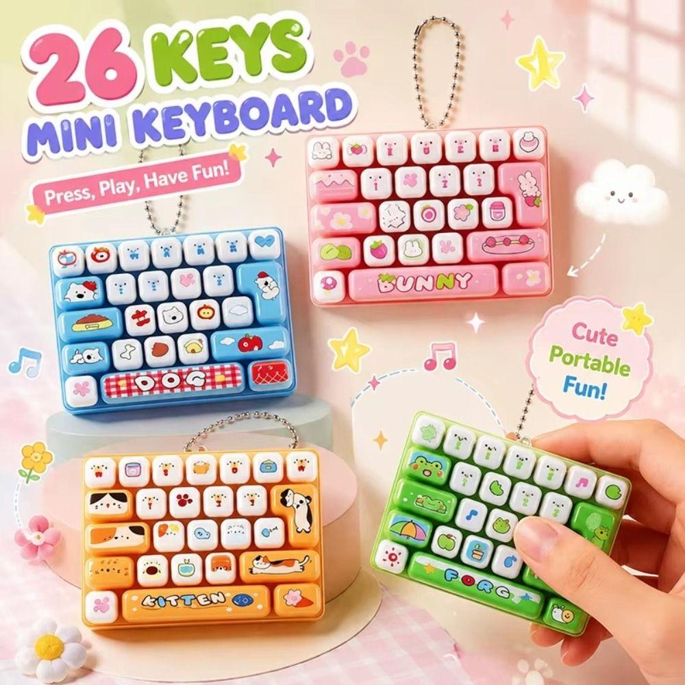 Cute Design Decompression Button Toy 26 Key Keyboard Keychain Accessories Gift