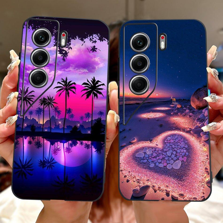 For Tecno Camon 40 Pro 4G Camon40 Elegant Floral Cat Phone Case For Camon 40 40Pro 4G CM6 CM5 Black Silicone Soft Cases Bumpers