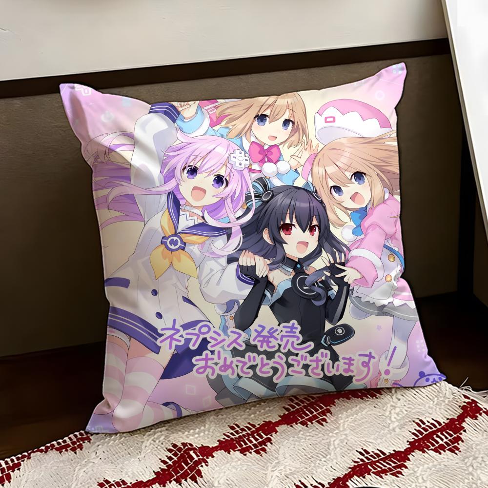 Hyperdimension Neptunia Cute Cushion Cover Reversible Soft Durable Pillow Cover Home Car MultiScene Use for Daily Comfort