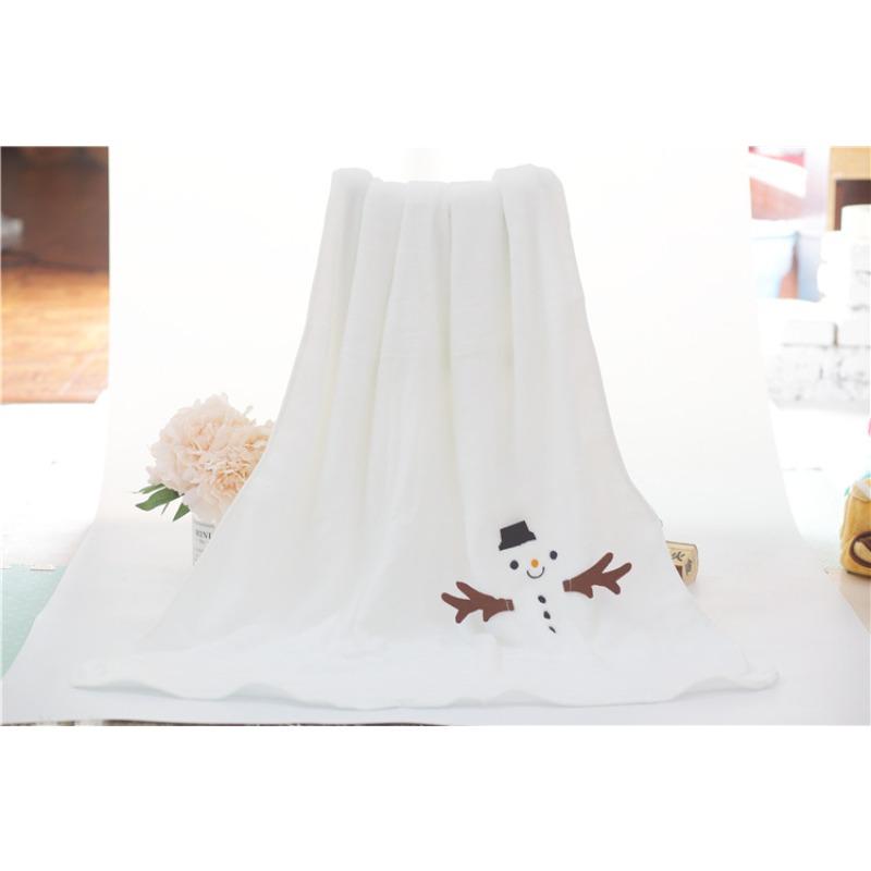 Xmas Cartoon Double-Sided Flannel Blanket - Santa, Reindeer, Snowman & Penguin Office Nap Blanket Christmas Gift