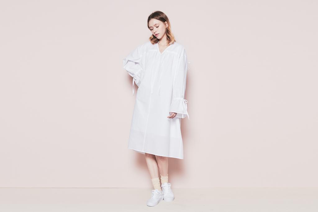 Near And Dear Shirring Detail Lovely Dress (White)