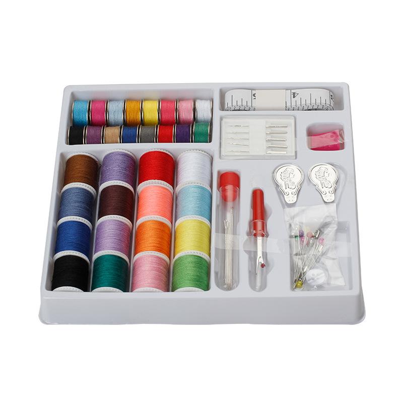 16 Colors Sewing Thread Kit with 16 Bobbins, Sewing Needles and Seam Ripper for Home Sewing