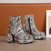 High Heel Platform Women Boots Fashion Leopard Zebra-stripe Punk Style Shoes Woman Custom Winter Women's Ankle Booties WSH4929