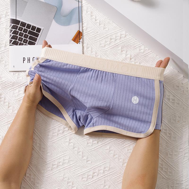 Herren strukturierte atmungsaktive Hose aus reiner Baumwolle mit flachen Ecken