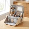 Large Capacity Vertical Makeup Bag Standable Multi-Compartment Skincare Storage Bag with Mirror Partitioned Cosmetic Organizer