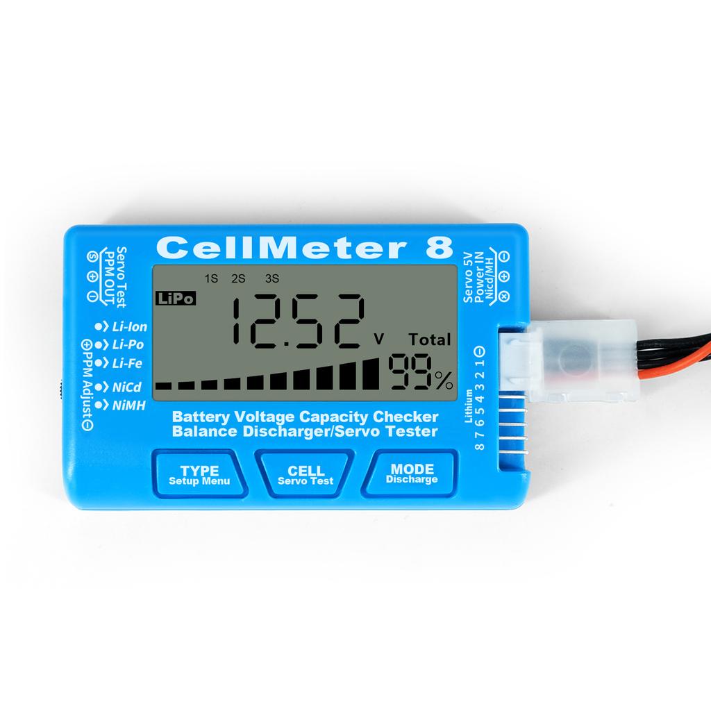 CellMeter 8 Multifunctional Digital Power Servo Tester Discharger Balancer For Li-Po Li-lon Li-Fe RC Airplane Spare Part