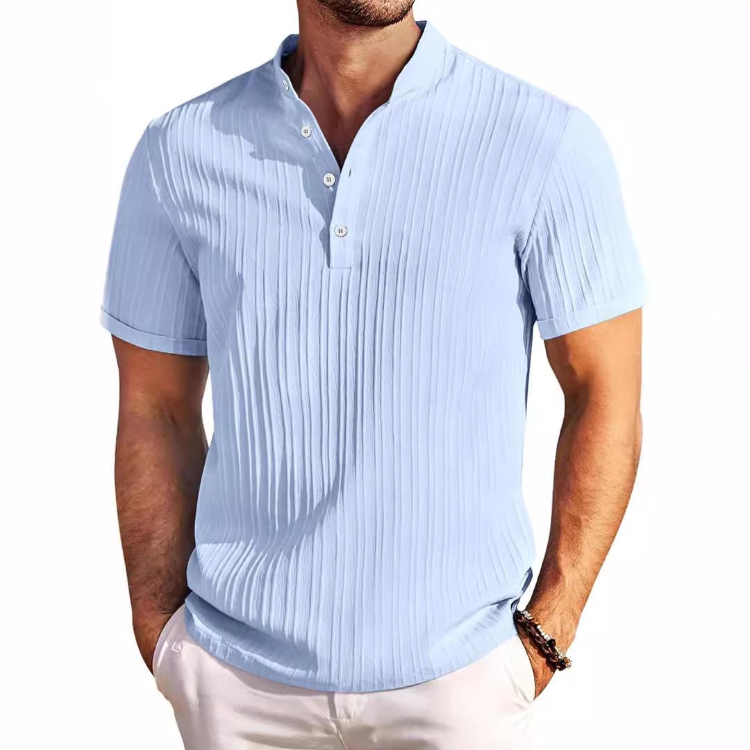 

Men s 2025 Vintage Striped Cotton Linen Henley Shirt - Casual Loose Fit L