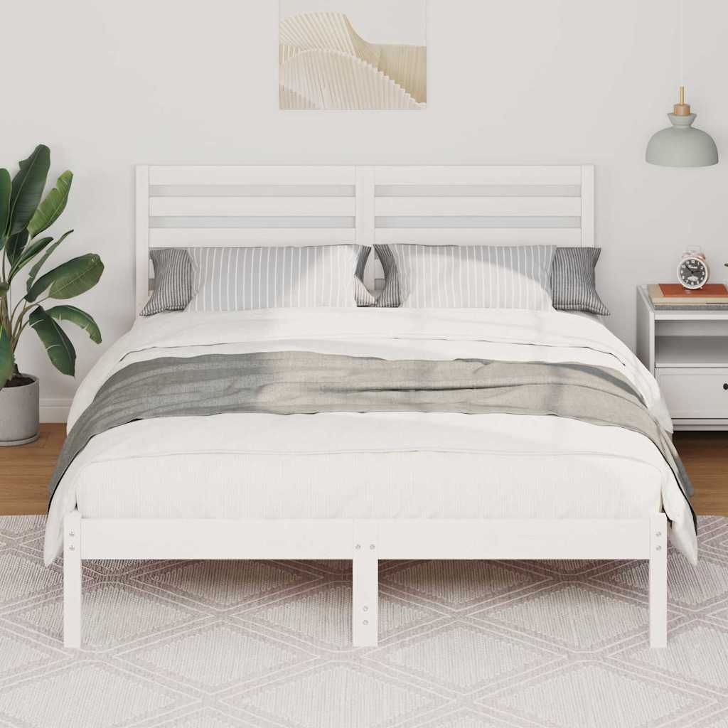 Bed Frame with Headboard White 120 x 190 cm Solid Pine Wood
