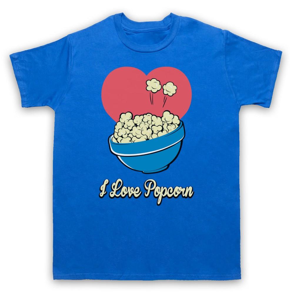 I Love Popcorn Slogan Cinema Food Film Movie Lover Mens And Womens T-Shirt
