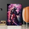 Retro Vintage Floral Samurai Anime Poster Aesthetic Canvas Wall Art Print for Home Decor