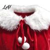 New Year Celebration Cape Christmas Santa for Women Velvet Short Poncho with White Faux Elegant Winter Shrug Fur Trim Red Shawl Holiday Party