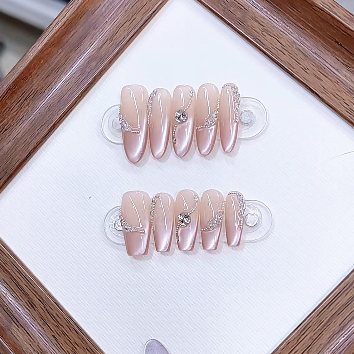 

Hand-woven Armor New Cool One Summer Zircon Horse Eye Ice-Transparent Three-dimensional Cat Eye Nail Art Patch large L