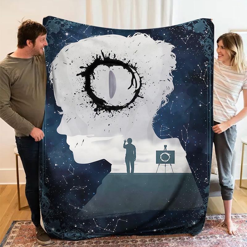 1Pc Posterillustration Print Flannel Blanket, High quality Comfortable for All Seasons, Warmth and Comfort, Perfect for Christmas Gifts