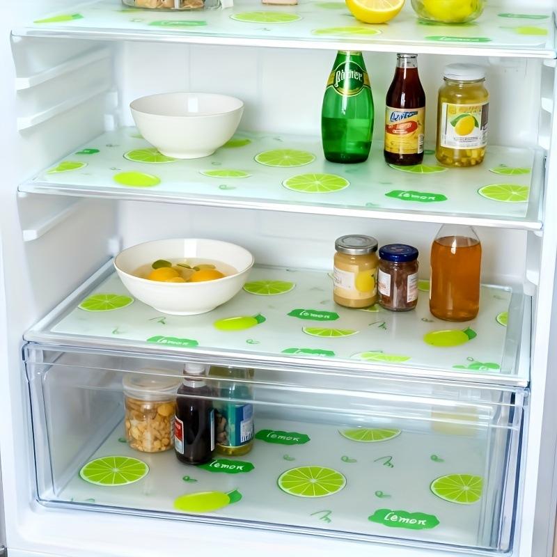 4Pcs Waterproof Refrigerator Liner Set Moisture-Proof Non-Slip Washable Reusable Eva Material Novel Lemon Pattern