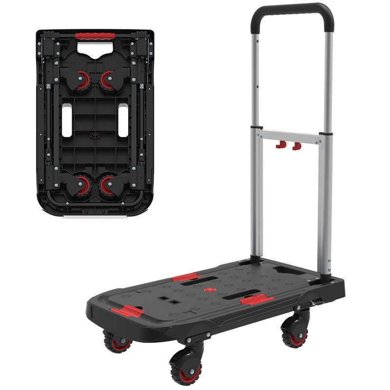 Portable Folding Outdoor Hand Cart Trolley - Silent Small Cargo & Flat Cart 62x37 cm (includes 2 ropes)