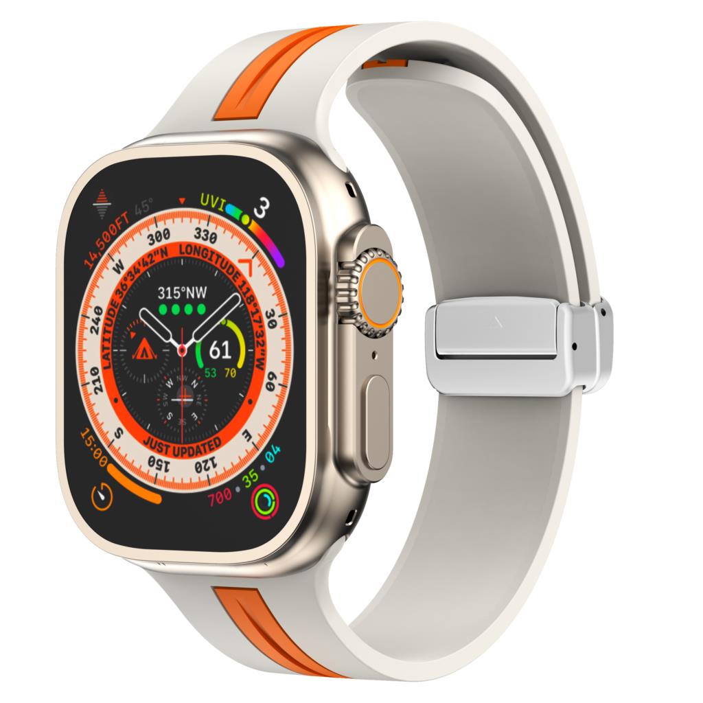 Magnetic buckle Strap For Apple Watch Ultra 2 band 49mm 44mm 40mm 45mm 41mm 38mm Silicone Bracelet iWatch series 7 3 6 5 se 8 9
