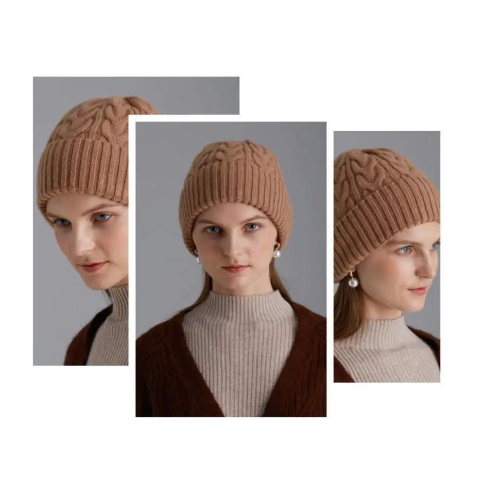 New Thickened Knitted Cap Solid Color Elasticity Beanie Soft Slouchy Bonnet Women Men
