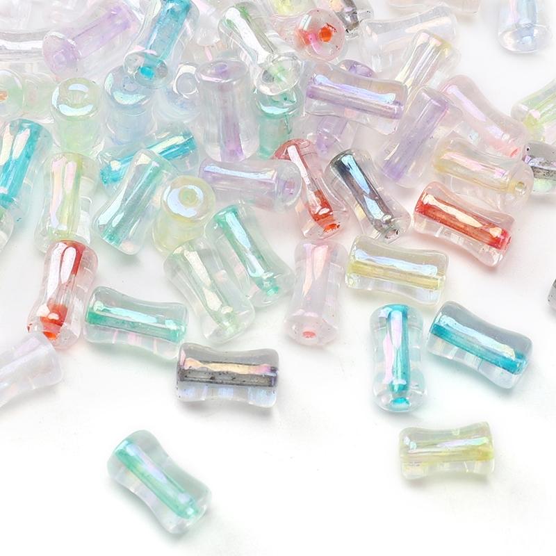 4x8mm Shiny Transparent Bamboo Beads Glass Cylindrical Beads Can Be Used For DIY Jewelry Making Necklace Bracelet