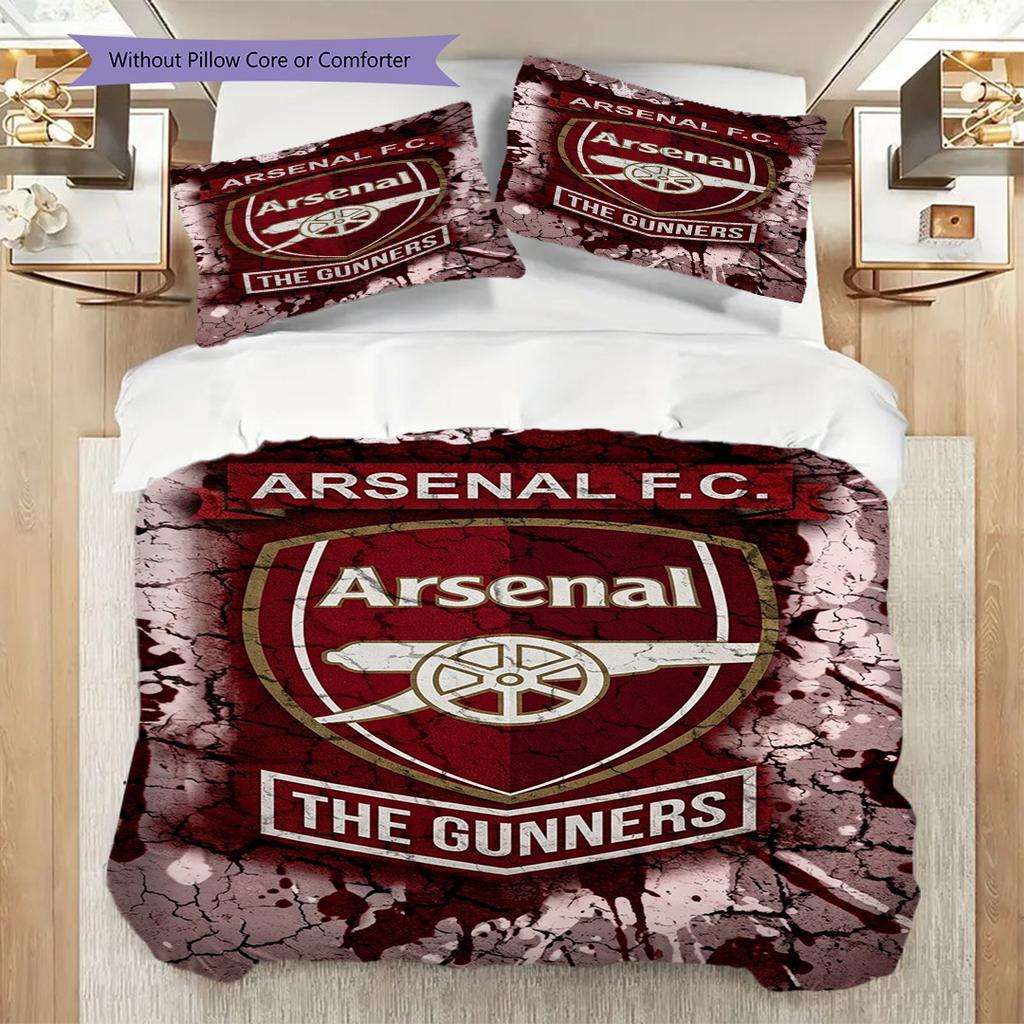 "Arsenal F.C. Gunners Emblem" Three-piece Set (1 * Duvet Cover + 2 * Pillowcase, Without Core) 2DFlat Duvet Cover and Pillowcase Soft and Comfortable