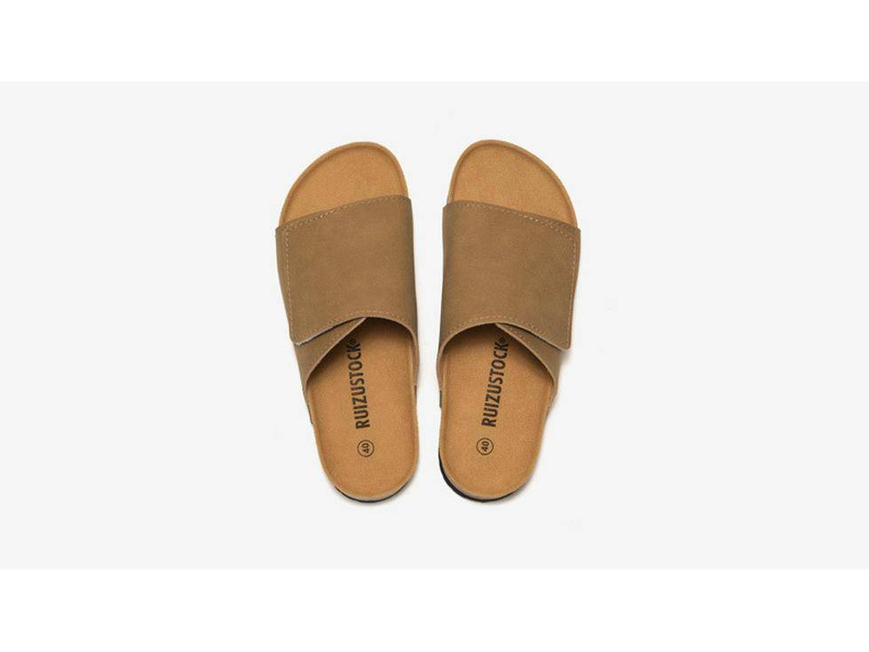 Ruizu Herren-Kork-Hausschuhe: Trendige Strand-Flip-Flops aus mattiertem Leder für Studenten