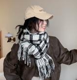 Retro plaid Japanese and Korean atmosphere plaid scarf women's plaid series contrasting color warm shawl student scarf