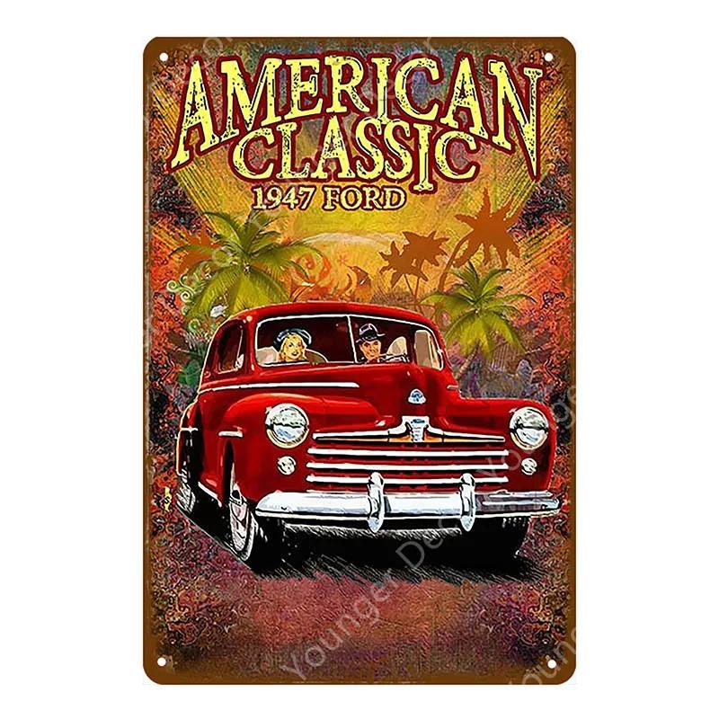 Amerikanischer Oldtimer Truck Vintage Poster Metallschilder Blechplakette Für Pub Bar Club Garage Heimdekor Wandkunst Malerei YJ123