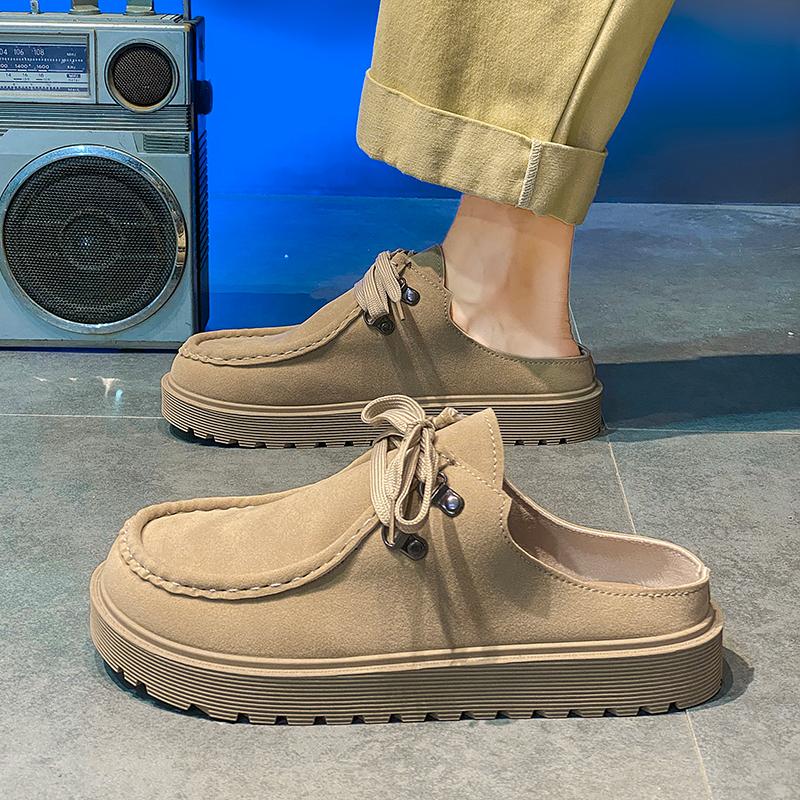 Men's Thick-sole Casual Shoes Summer Soft-sole Non-slip Semi-slippers Fashion Youth Outdoor Comfortable Breathable Walking Shoes