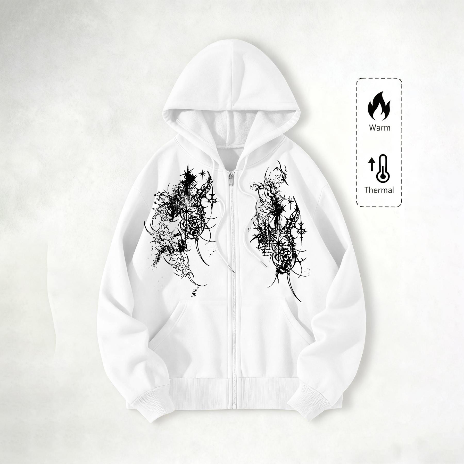 

Men s Zip-Up Hoodie, Full-Zip Fleece Hoodie,Hooded Sweatshirt,Relaxed-Fit Sweatshirt with Pockets,Fall/Winter Streetwear Brand Zip-Up Sweatshirt XXL білий