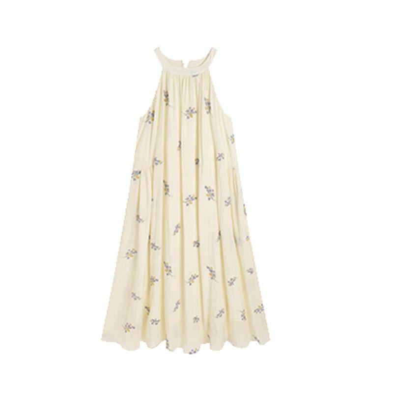 

Sweet Fairy Lily Print Sleeveless Halter A-line Dress for Students S 60-85 lbs [Recommended Weight]