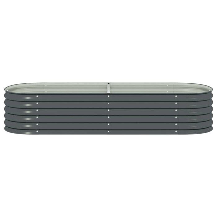 Planter - vidaXL - 240x80x44 Cm - Galvanized Steel - Grey - Rectangular