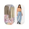 Foreign Trade Original Order Rip * Curl Bobbi Stripes Knitting Long Sleeves Tops Tee Wool Sweater T-shirt Outer Wear Underwear