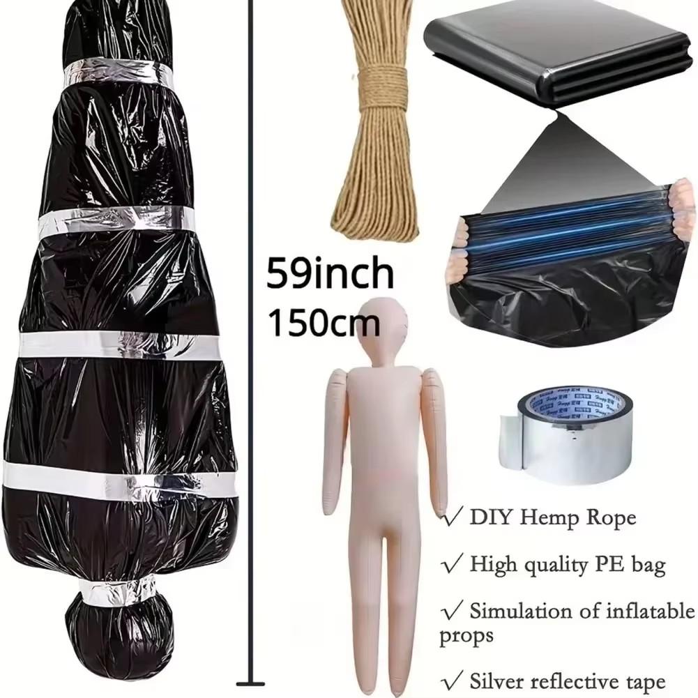 Halloween Corpse Props Horror Bloody Body Bag Haunted House Hanging Decoration Set Outdoor Patio Scary Shroud Decoration