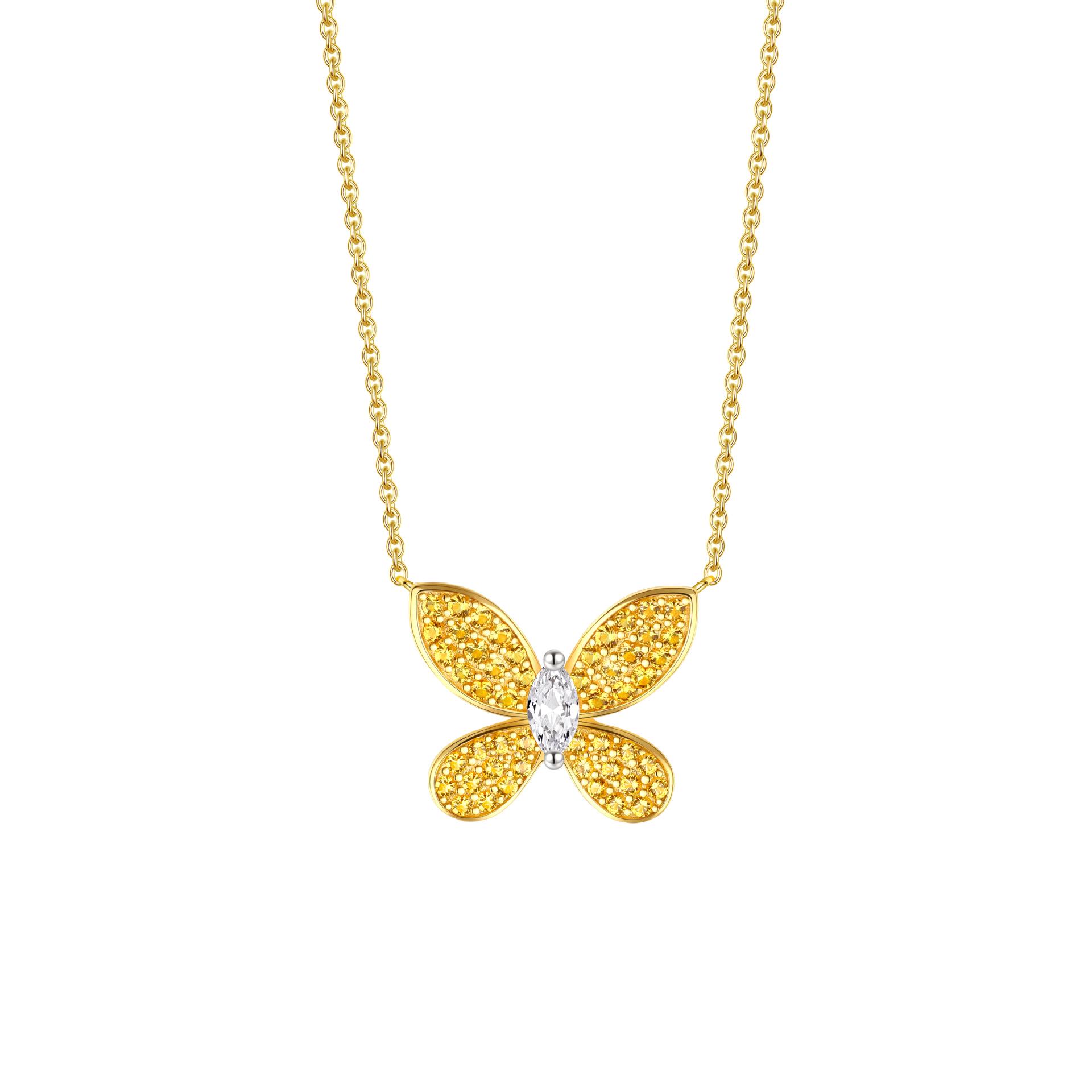 925 Silver Micro-Paved Diamond Butterfly Necklace - Elegant High-End Pendant for Women 925 Silver