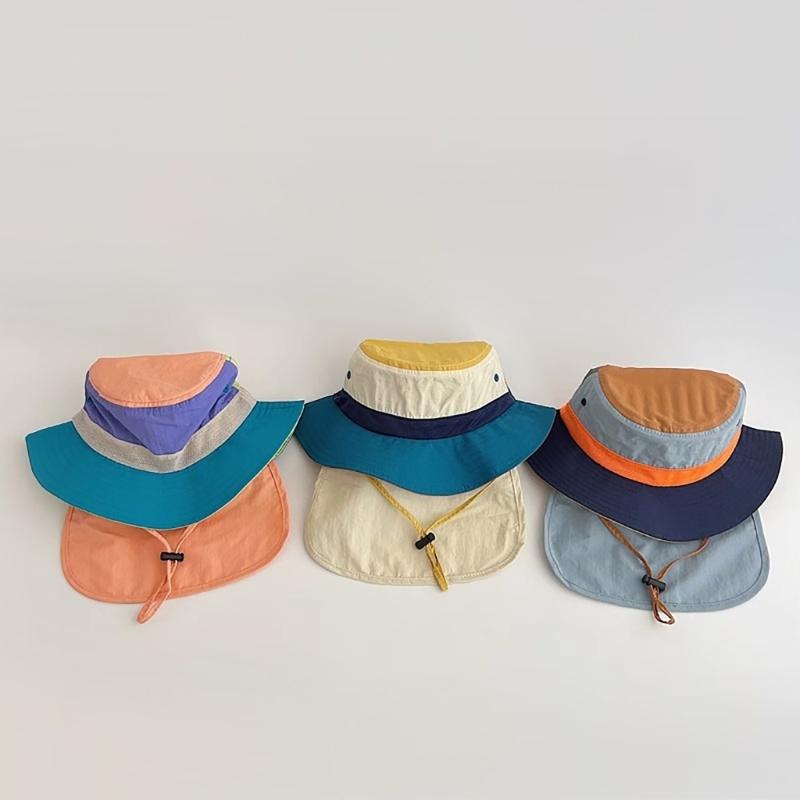 Toddlers Bucket Hat with Neck Flap Quick Drying Outdoor Hot Day Spring Foldable Fisherman Hat Sunproof for Children