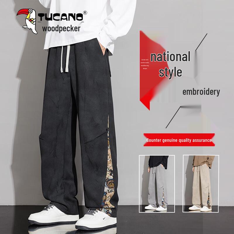 

TUCANO Men s Patchwork Anti-Wrinkle Casual Wide-Leg Sweatpants XL