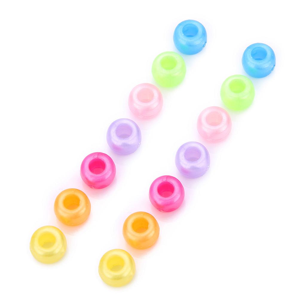 200x Acrylic Round Beads Larhe Hole Jewelry Making DIY Findings Crafts