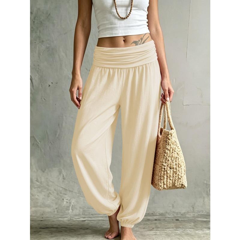 TIFICY Damesmode Casual Effen Kleur Print Hoge Taille Broek Broek & Capri's