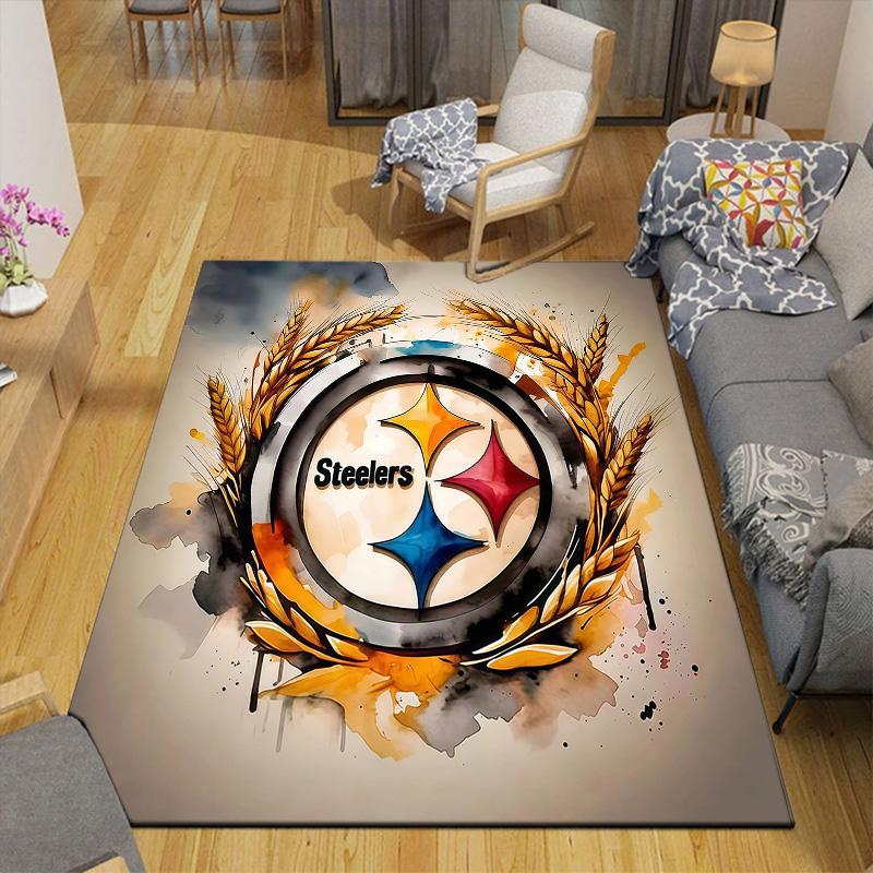 Pittsburgh Steelers3 Flannel Pattern Square Carpet,Area Rug,Carpet Rug for Living Room Bedroom Sofa Playroom Decor,Non-slip Floor Mat