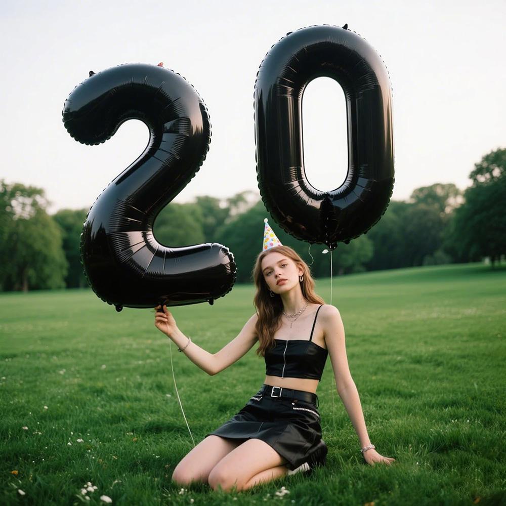 40Inch Big Black Number Balloon Jumbo Giant 0-9 Foil Helium Number Balloon for Baby Shower Photo Shoot Birthday Party Decoration