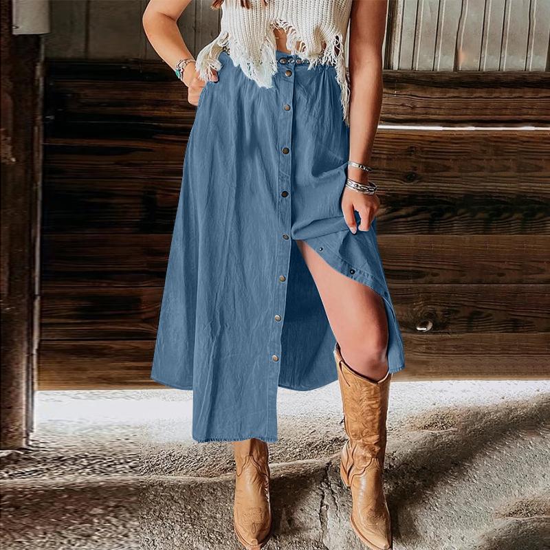 

ZANZEA Женские повседневные свободные летние юбки с эластичной резинкой на талии 2XL синий