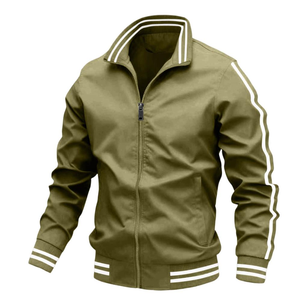 Men's Striped Casual Jacket Lightweight Fall Spring Jacket for Everyday Wear