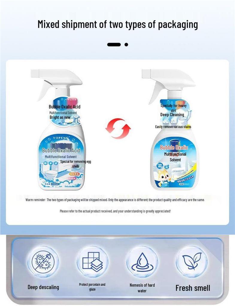 Detergente per Piastrelle Effervescente all'Acido Ossalico: Rimuovi Macchie Forti e Ingiallimento per Pavimenti di Bagno e WC