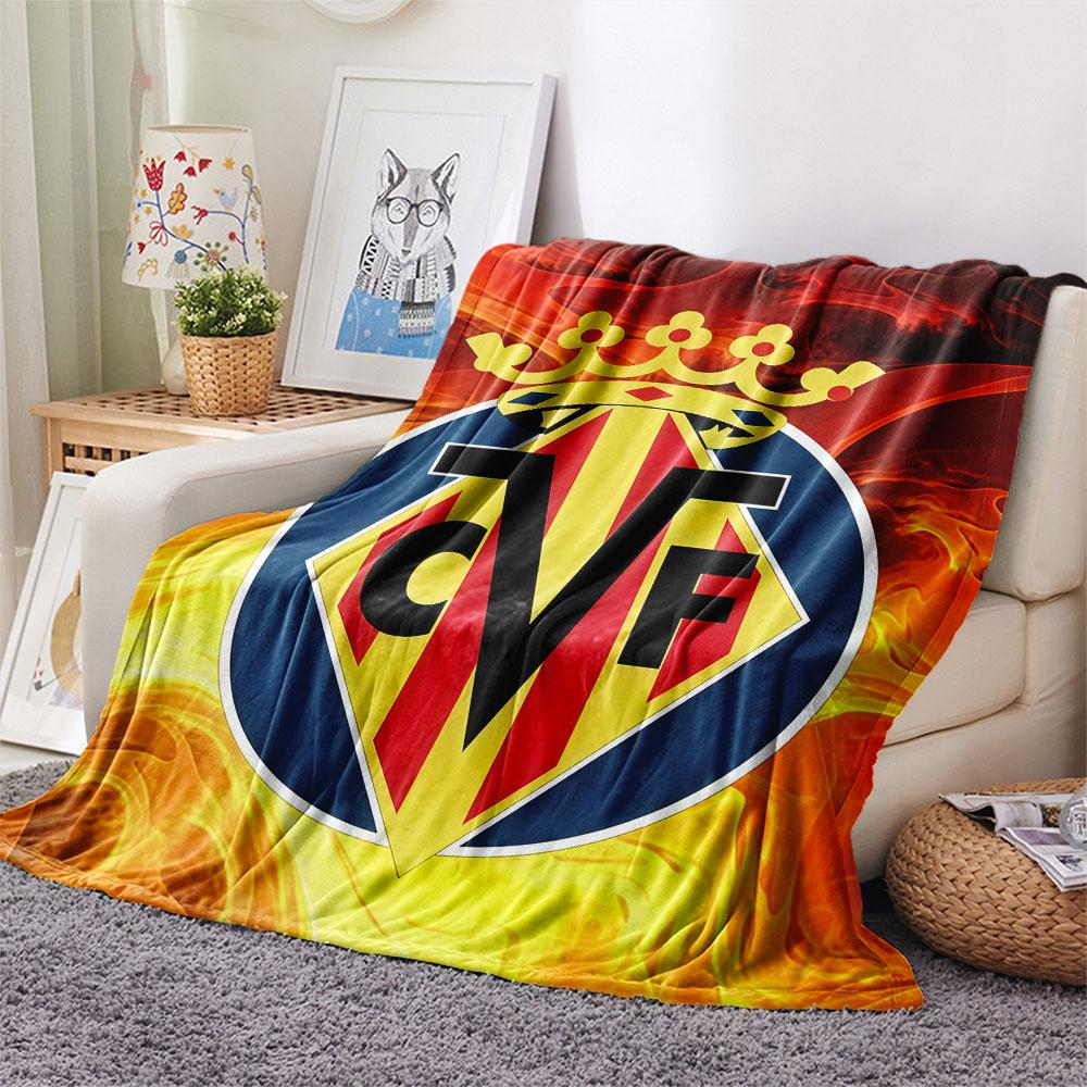 Coperta in Flanella con Logo Villarreal, Alta Qualità, Confortevole per Tutte le Stagioni, Decorazione per la Casa, Calore e Comfort