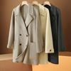 Women's Petite Double-Breasted Mid-Length Lapel Wool Coat - Versatile for Autumn/Winter