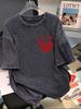 Women's Plus Size Distressed Cotton Short Sleeve American Retro T-Shirt - Summer Oversize Loose Top