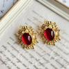 Vintage Medieval Gold Leaf & Glass Pearl Earrings with 925 Silver Posts