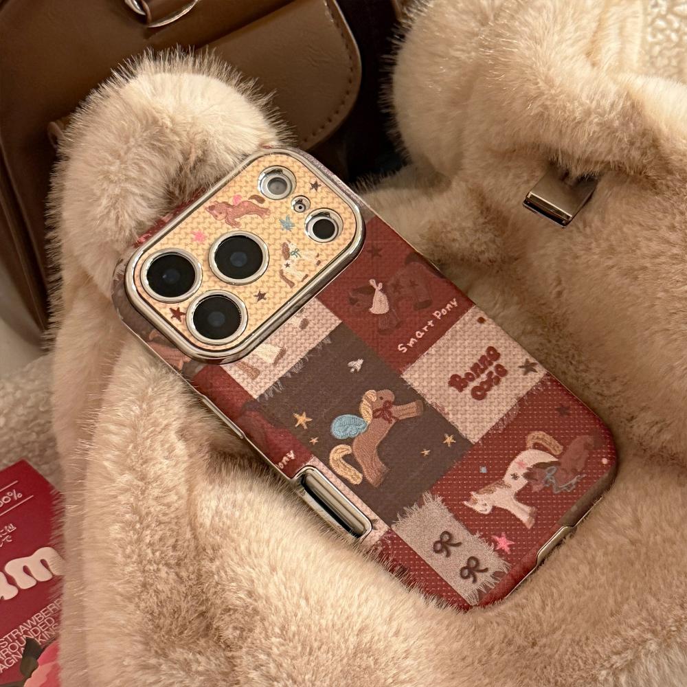 Retro New Year Pony Case for IPhone 17 Pro Max, Apple 16, Leather Phone Case, Multiple Sizes